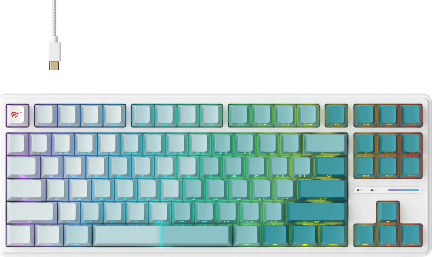 Tastierë gaming HAVIT KB901Lwg, RGB LED, me kabllo, e bardhë dhe e gjelbër