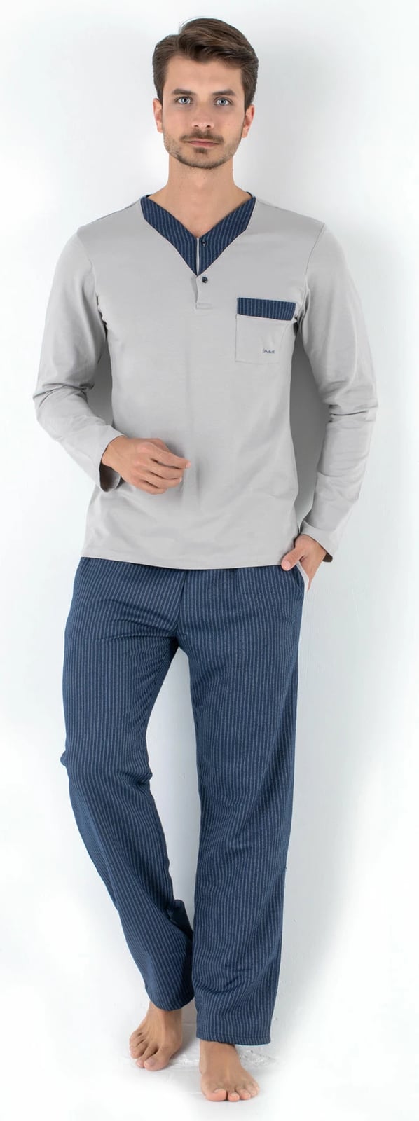 Set pizhamash për burra Jumeon, 002-000466, gri, kaltër