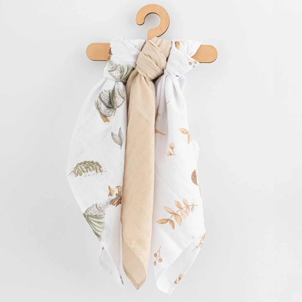 Pelenë muslini New Baby 60x80 cm pambuk 100%, ngjyra të përziera, set 3 copë