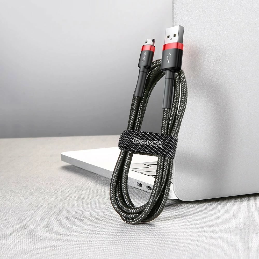 Kabllo Baseus Cafule CAMKLF-C91, USB-A në micro USB, 2m, e zezë/kuqe