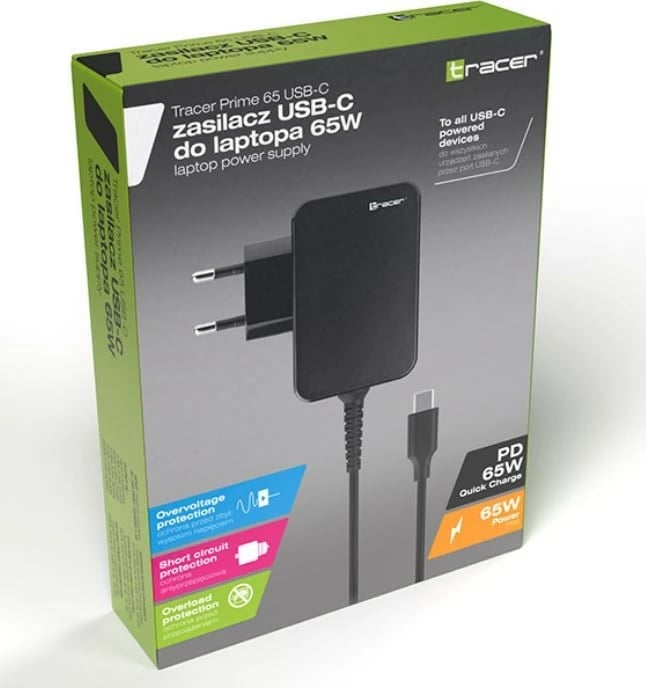 Adapter energjie Tracer Prime 65W, USB-C, i zi