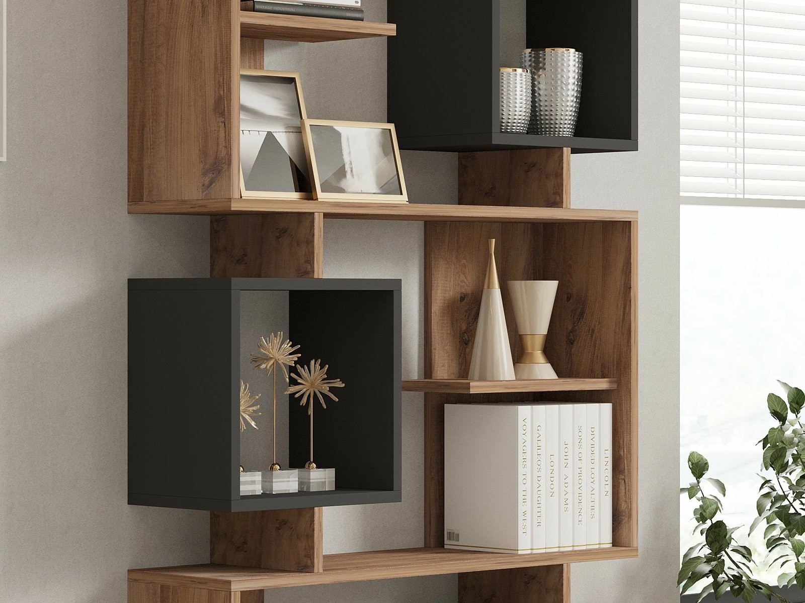 Raft librash Hanah Home, Icardi, ngjyrë pishë Atlantike dhe antracit