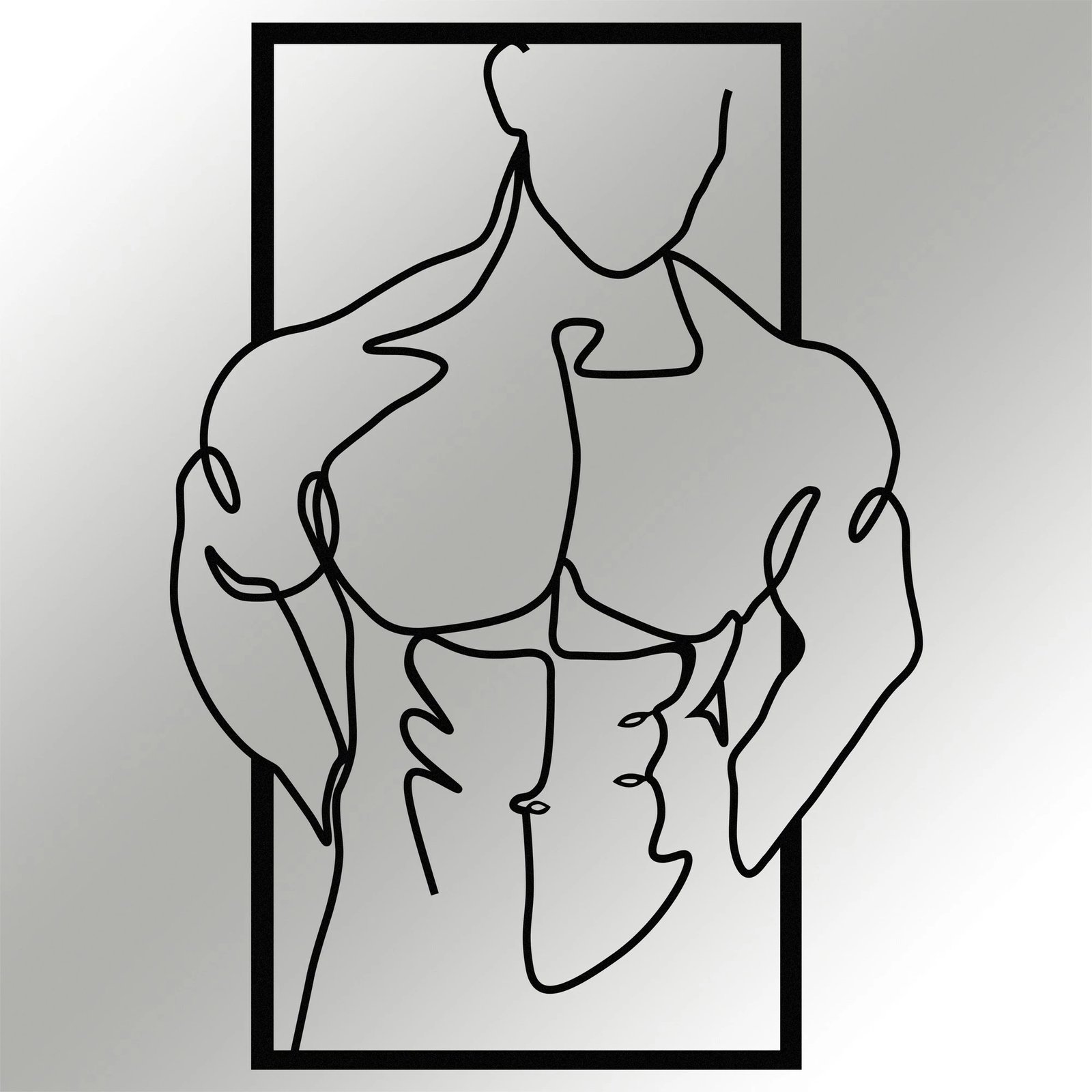 Aksesor dekorativ metalik për mur, trup mashkulli muskulor, Wallity, ngjyrë e zezë