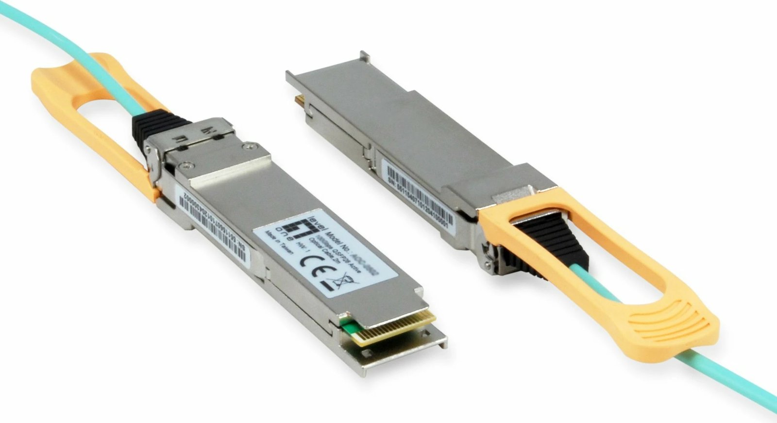 Kabllo optike LevelOne AOC-0503, 3m, 103100 Mbit/s, QSFP28, ngjyrë Aqua, Argjend