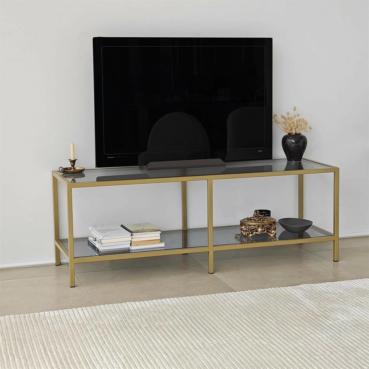 Komodë TV Hanah Home, Basic, gri e errët, ar