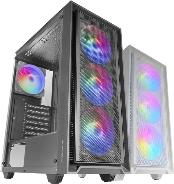 Kasë TACENS MARS MC-AIR midi tower, ATX/Micro ATX/Mini ITX, 4x 120mm FRGB, xham i temperuar, mesh front, e zezë