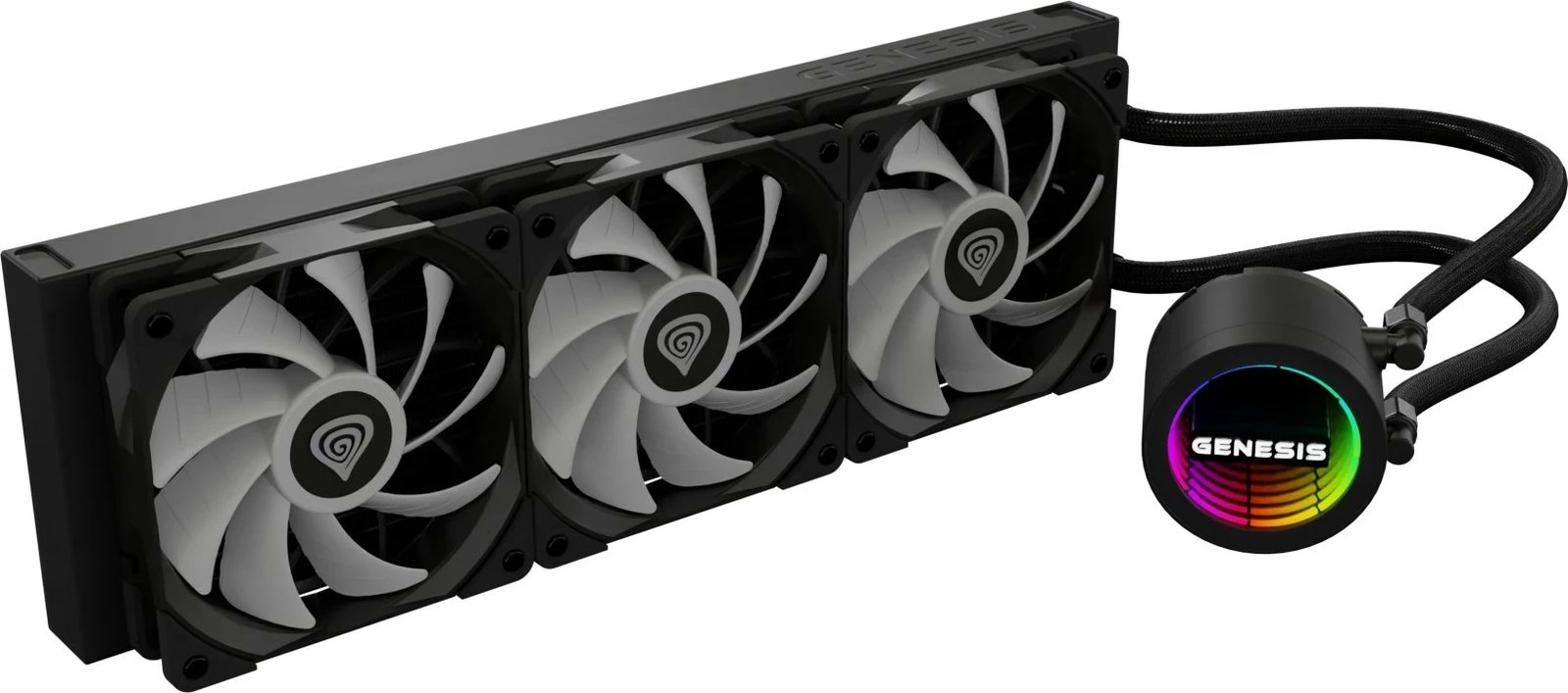 Sistem ftohës me lëng për kasë kompjuteri GENESIS NLG-2321, 3 ventilatorë, RGB, i zi