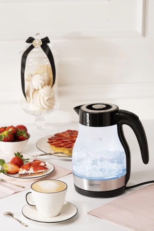 Zierëse uji, Adler CR 1300, 1.7 L, deri 2200W, xham, bazë 360°, ndriçim LED, e zezë