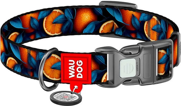 Qafore najloni për qen Waudog Oranges me QR kod, XL