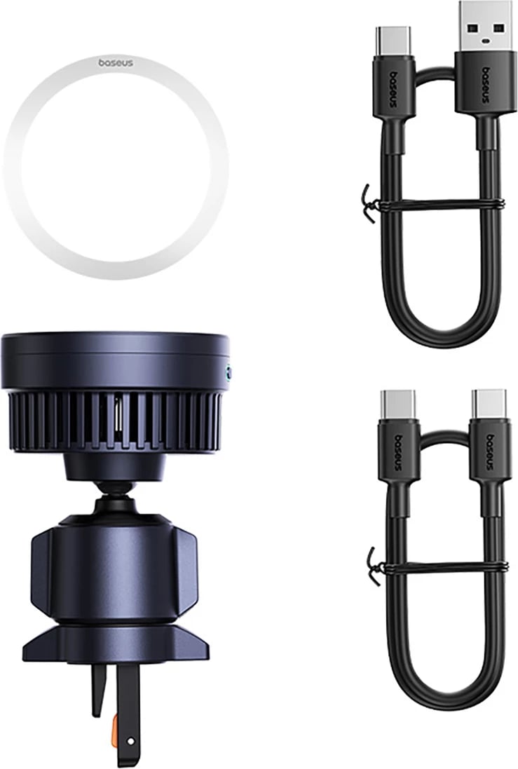 Mbajtës magnetik Baseus MagPro BS-CW04 me karikues wireless 15W, për ventilator të makinës, Zi