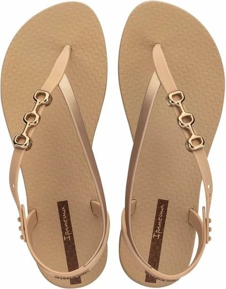 Sandale flip-flop për femra Ipanema, bezhë me të arta