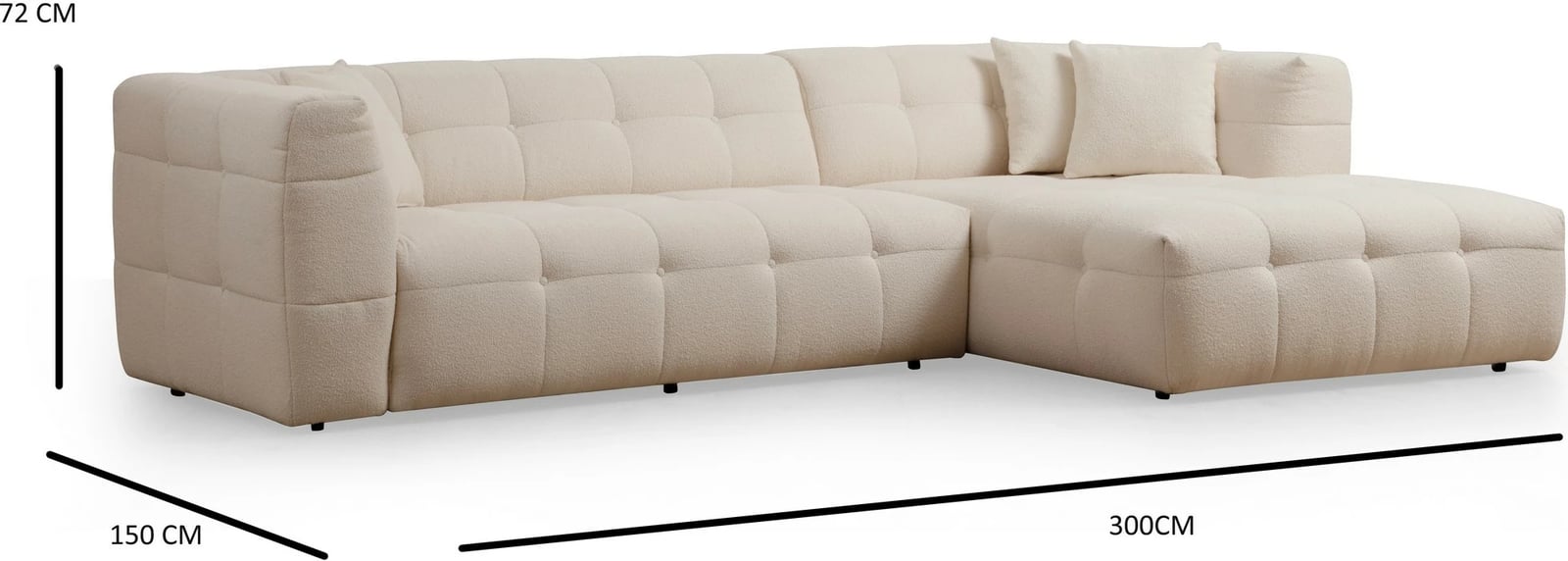 Këndare Cady, 3 vende, kënd i djathtë, ngjyrë bezhë