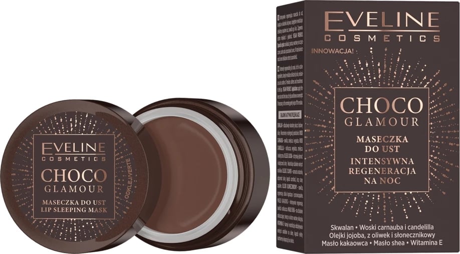 Maskë për buzë për femra Eveline Cosmetics Choco Glamour Intensively Regenerating Night, 12ml