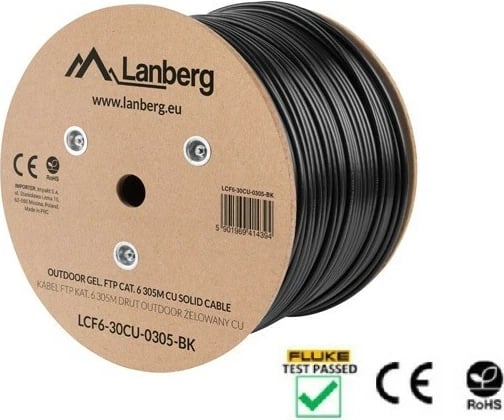 Kabllo rrjeti Lanberg CAT 6, 305m, F/UTP, bakër i pastër, e zezë