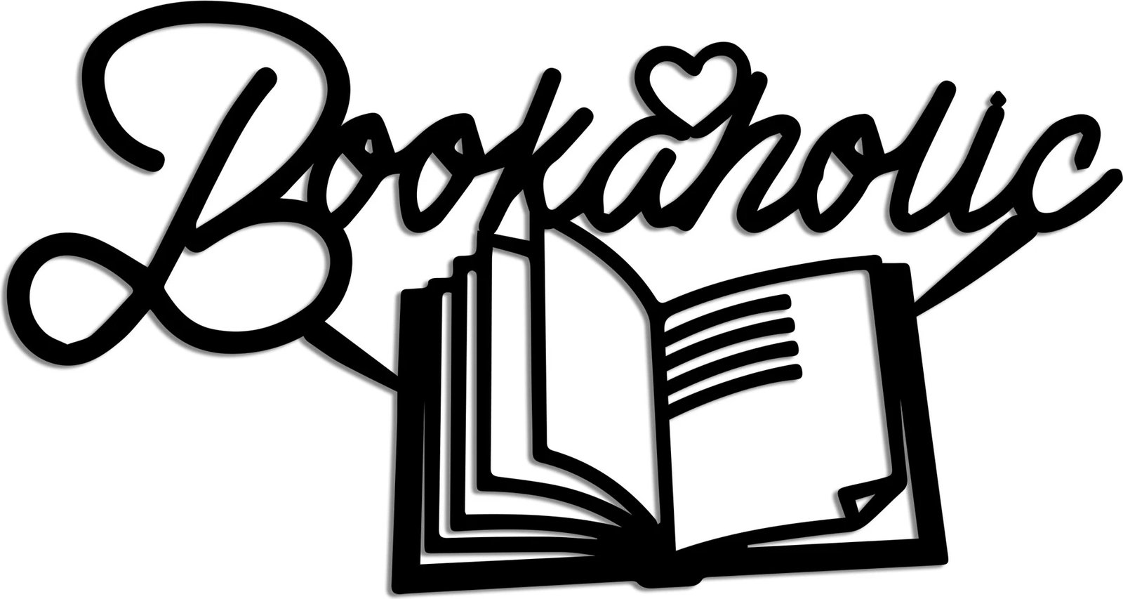 Aksesor dekorativ metalik për mur, Wallity, Book a Holic, ngjyrë e zezë, 58x30cm