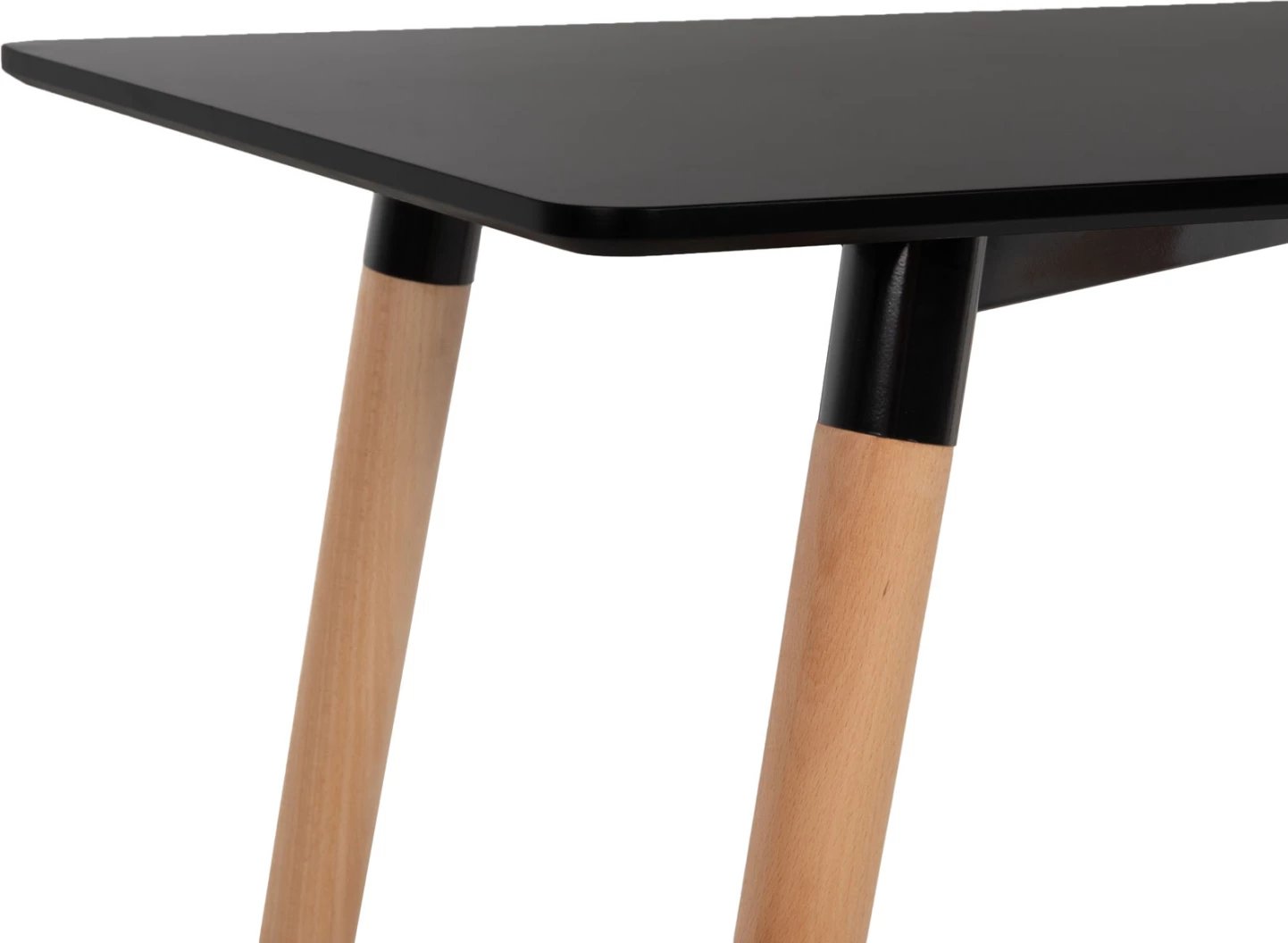Tavolinë minimaliste për kuzhinë, MDF e zezë, këmbë druri ahu natyral, 120x60x74cm, FH8581.02