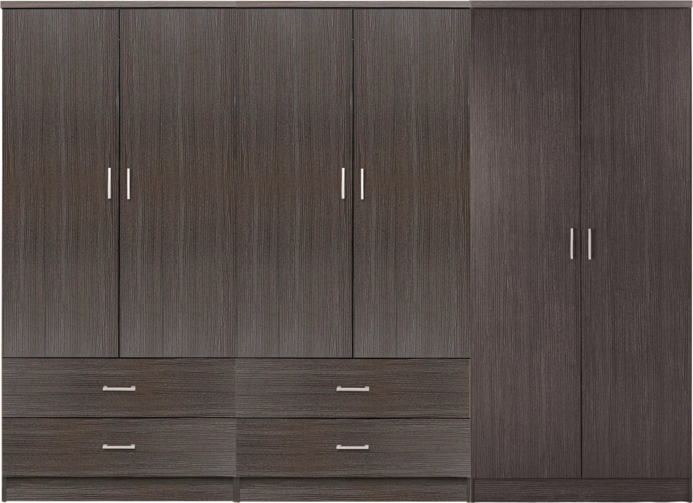 Dollap REINA FH21062.01 6-fletësh me 4 sirtarë, melaminë, ngjyrë Zebrano, 240x43x181H cm