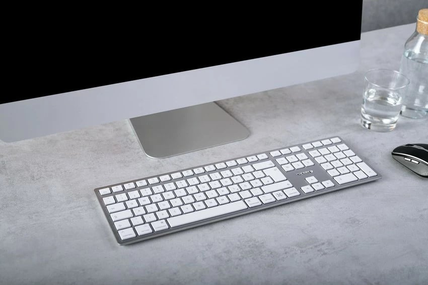 Tastierë Cherry KW 9100 SLIM për Mac, Wired & Wireless, USB + Bluetooth, QWERTZ, Argjendtë