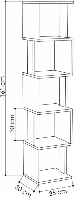 Raft librash - Kolonë Piri, bardhë-moka, 35x30x161cm