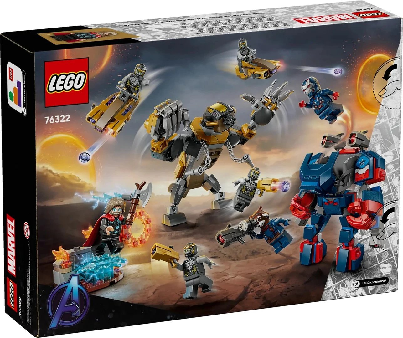 Set LEGO Marvel 76322 Avengers: Endgame Thor vs. Chitauri, 373 pjesë, 7 minifigura