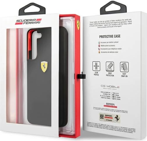 Mbështjellës Ferrari On Track Silicone për Samsung Galaxy S22+, i zi
