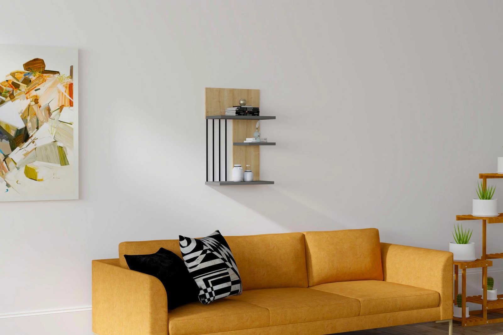 Raft muri Hanah Home, Nezma - ngjyrë safir, antracit