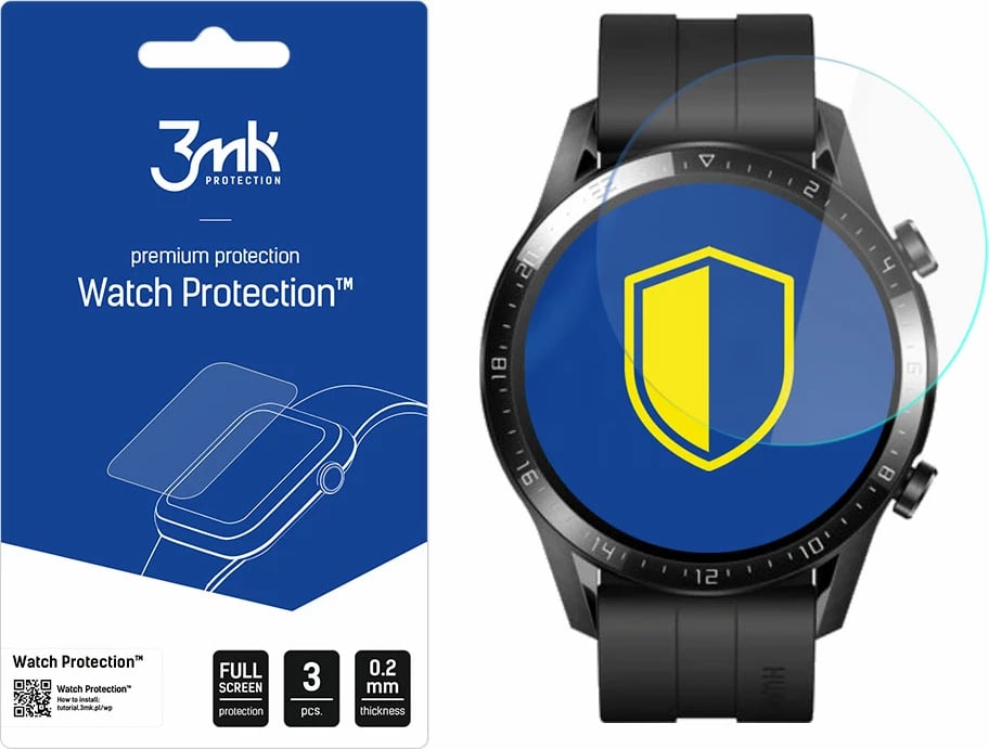 Mbrojtës ekrani për orë Huawei Watch GT 2 46mm, 3mk Protection FlexibleGlass Lite, 3 copë