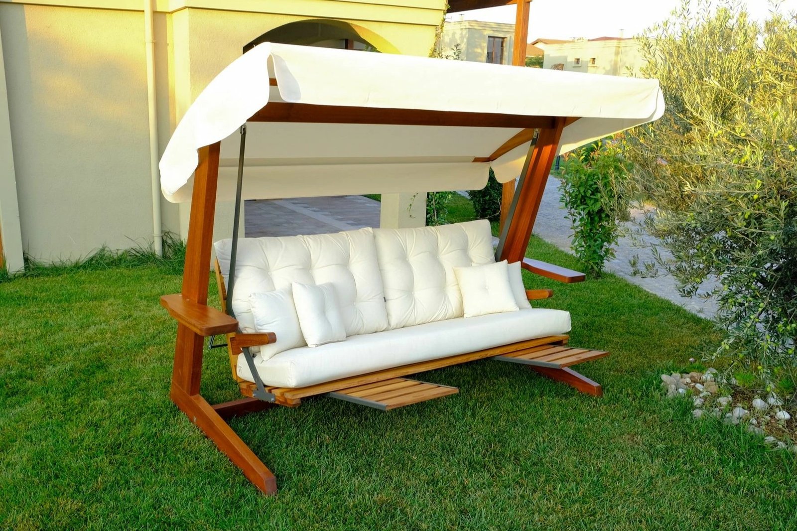 Karrige lëkundëse treshe për kopsht, ngjyrë bezhë, Luna Deluxe 2600