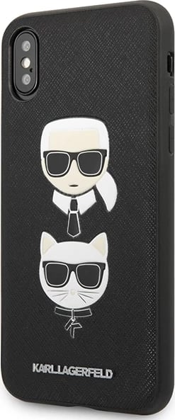 Mbështjellës Karl Lagerfeld Saffiano Karl&Choupette Head për iPhone XS Max, i zi