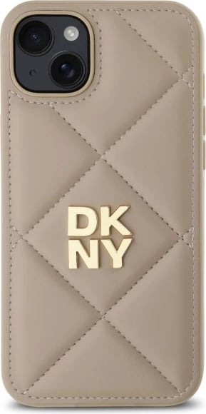 Mbështjellës DKNY Quilted Stack Logo për iPhone 15 Plus, Bezhe