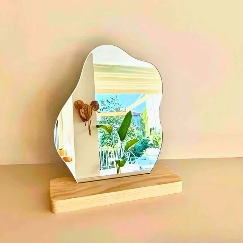 Pasqyrë make-up Hermia, transparente dhe kafe, SHY-AYN-001, 20x25x7cm