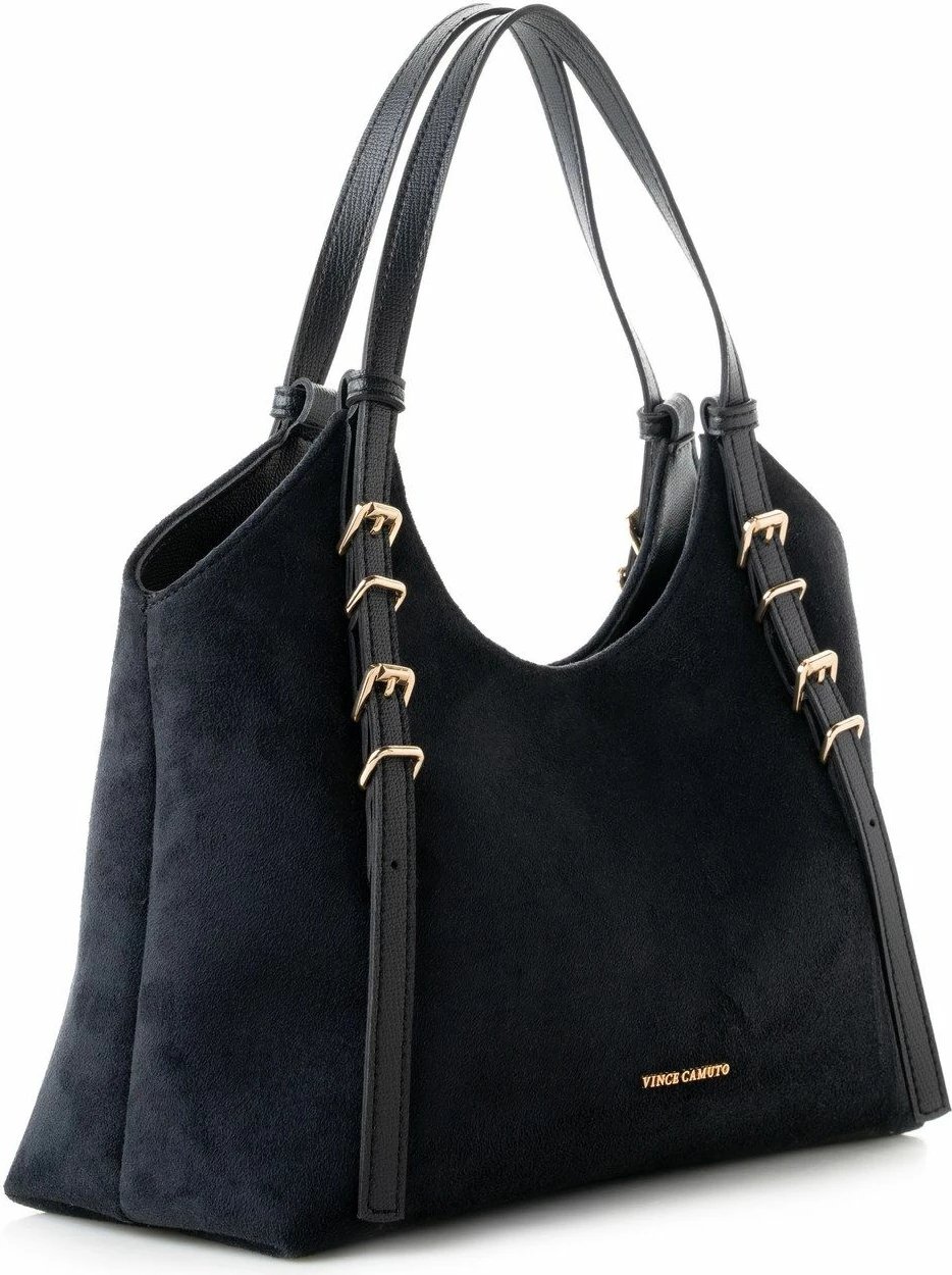 Çantë tote Vince Camuto, Cremona, lëkurë e zezë suede