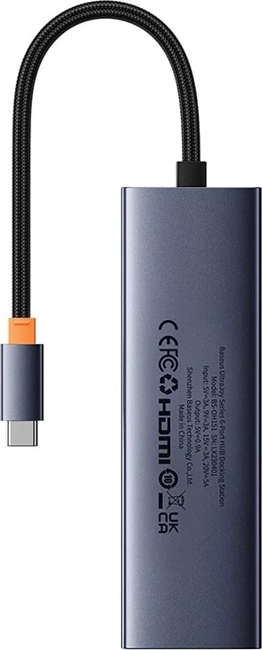 Hub USB-C 6-në-1 Baseus UltraJoy B00052802811-00 HDMI 4K@30Hz 3x USB 3.0 PD 100W RJ45 gri