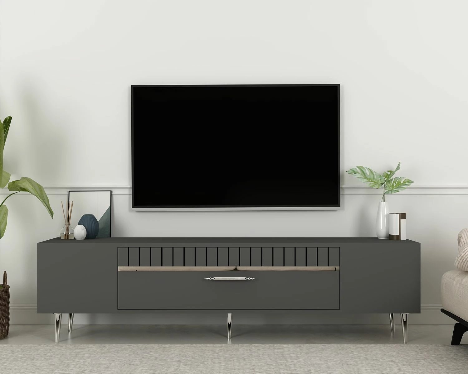 Komodë TV Skye Decor, anthracite, argjend, Dekolp1
