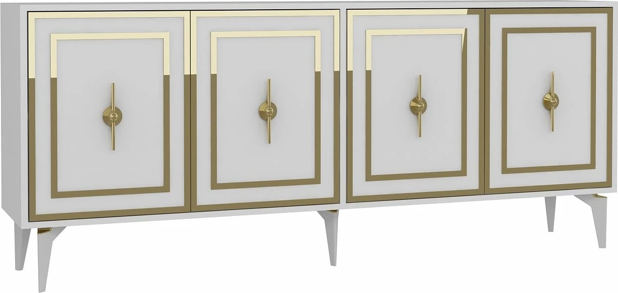 Konsolë Skye Decor, e bardhë, e artë, Samba