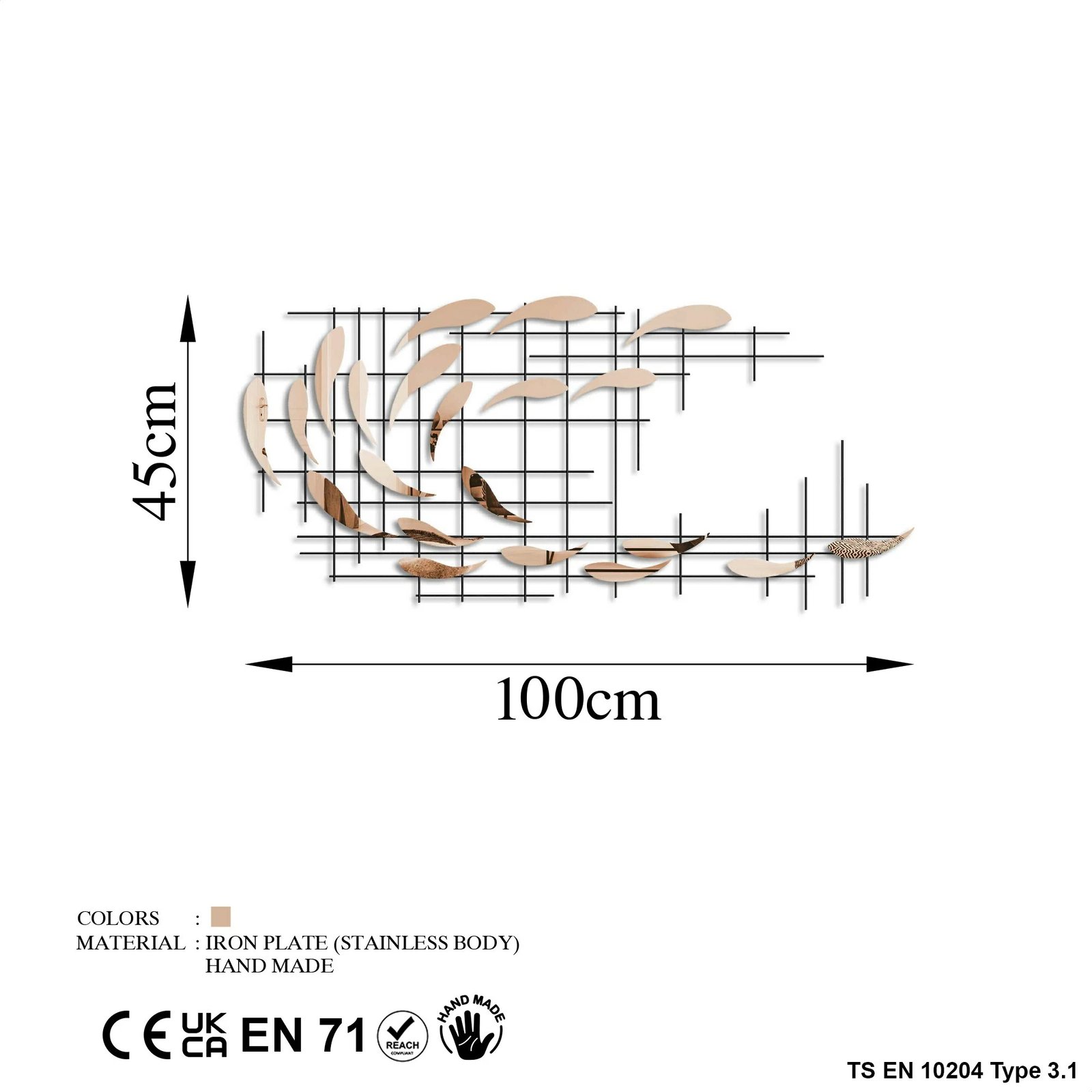 Aksesor dekorativ metalik për mur Wallity, Sheen - 2