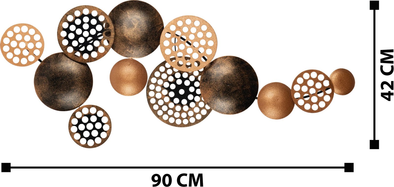 Aksesor dekorativ metalik për mur, Wallity Bronte, CH103-3