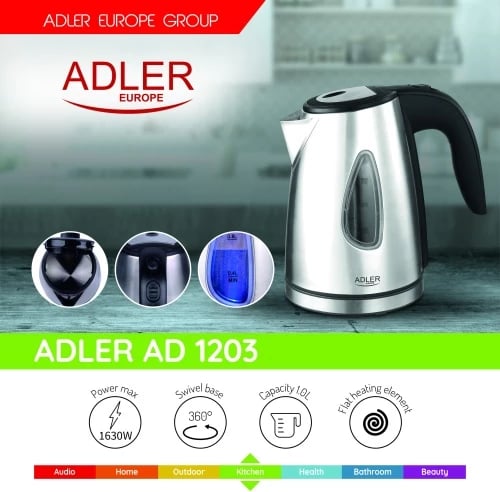 Zierës uji elektrik, Adler, AD 1203, 1.0 L, inox