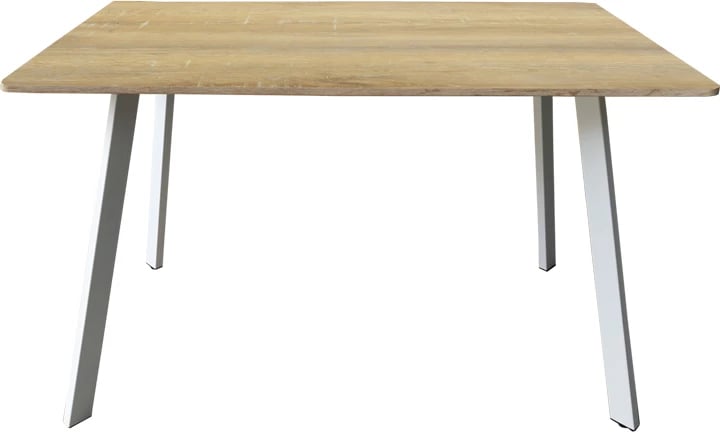 Tavolinë Squaro, sipërfaqe Sonoma, këmbë metalike të bardha, 120x70x75cm