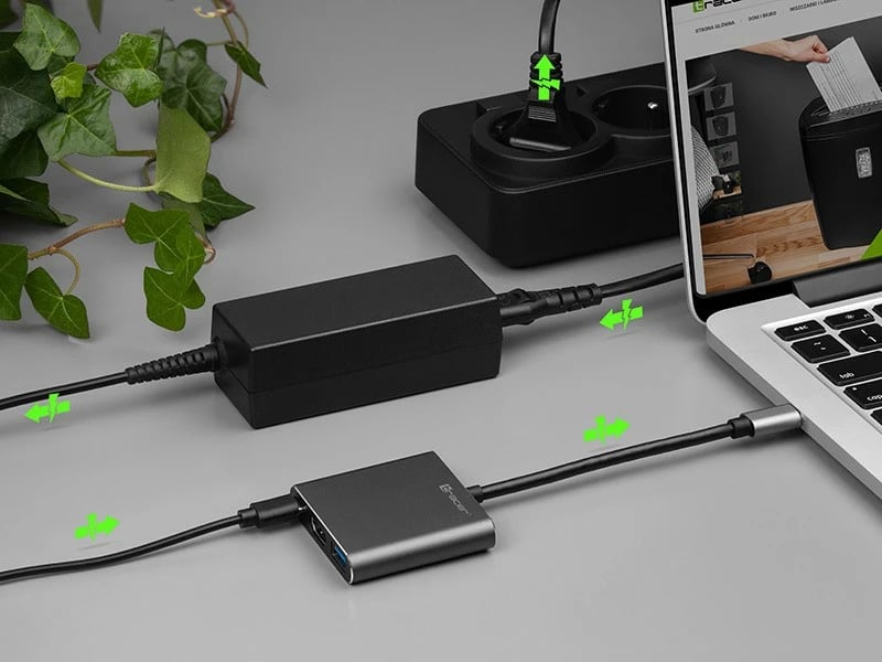 Adapter Tracer A-1, USB-C në HDMI 4K, USB 3.0, PDW 100W, Argjend