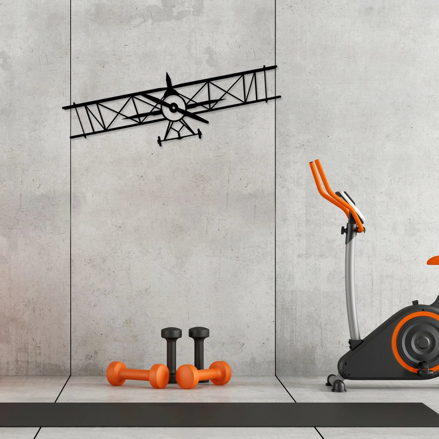 Aksesor dekorativ metalik për mur, aeroplan, Wallity, ngjyrë e zezë, 70x23cm