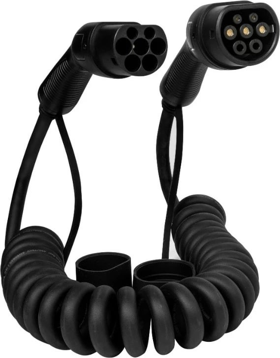 Kabllo karikimi spirale Defenzo Spiro AC22, 5m, Type 2, e zezë