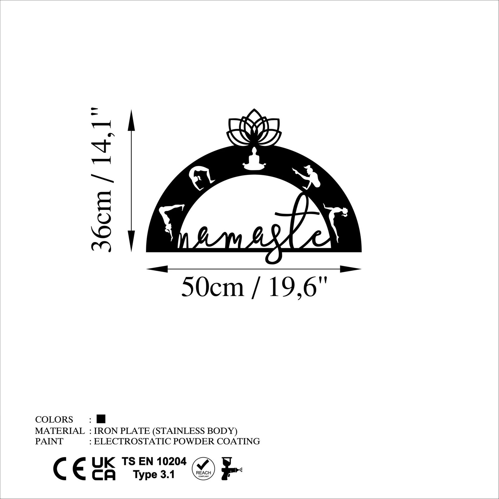 Aksesor dekorativ metalik për mur, Namaste, Wallity, ngjyrë e zezë