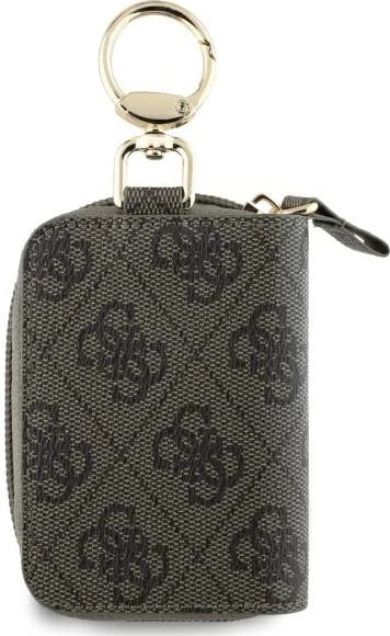 Portofol kabllosh Guess Cable Pouch 4G Triangle, lëkurë ekologjike, kafe