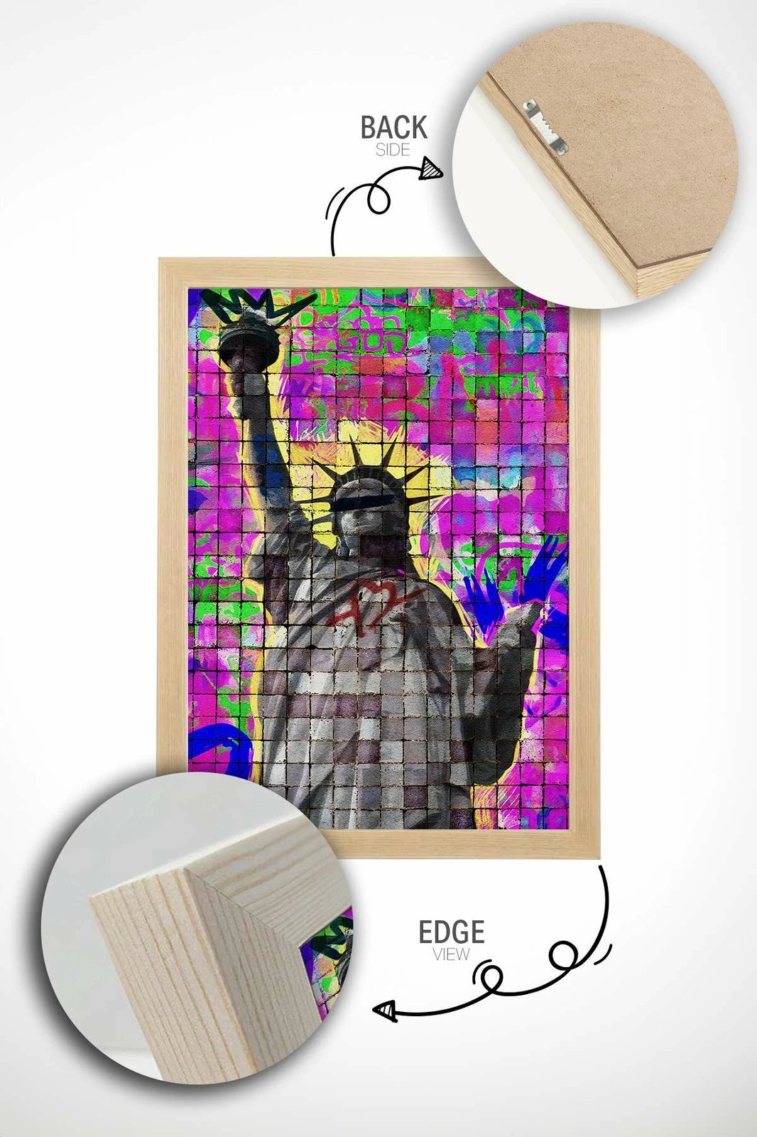 Pikturë dekorative me kornizë, Wallity Popmosaic6, shumëngjyrëshe, 33x48cm