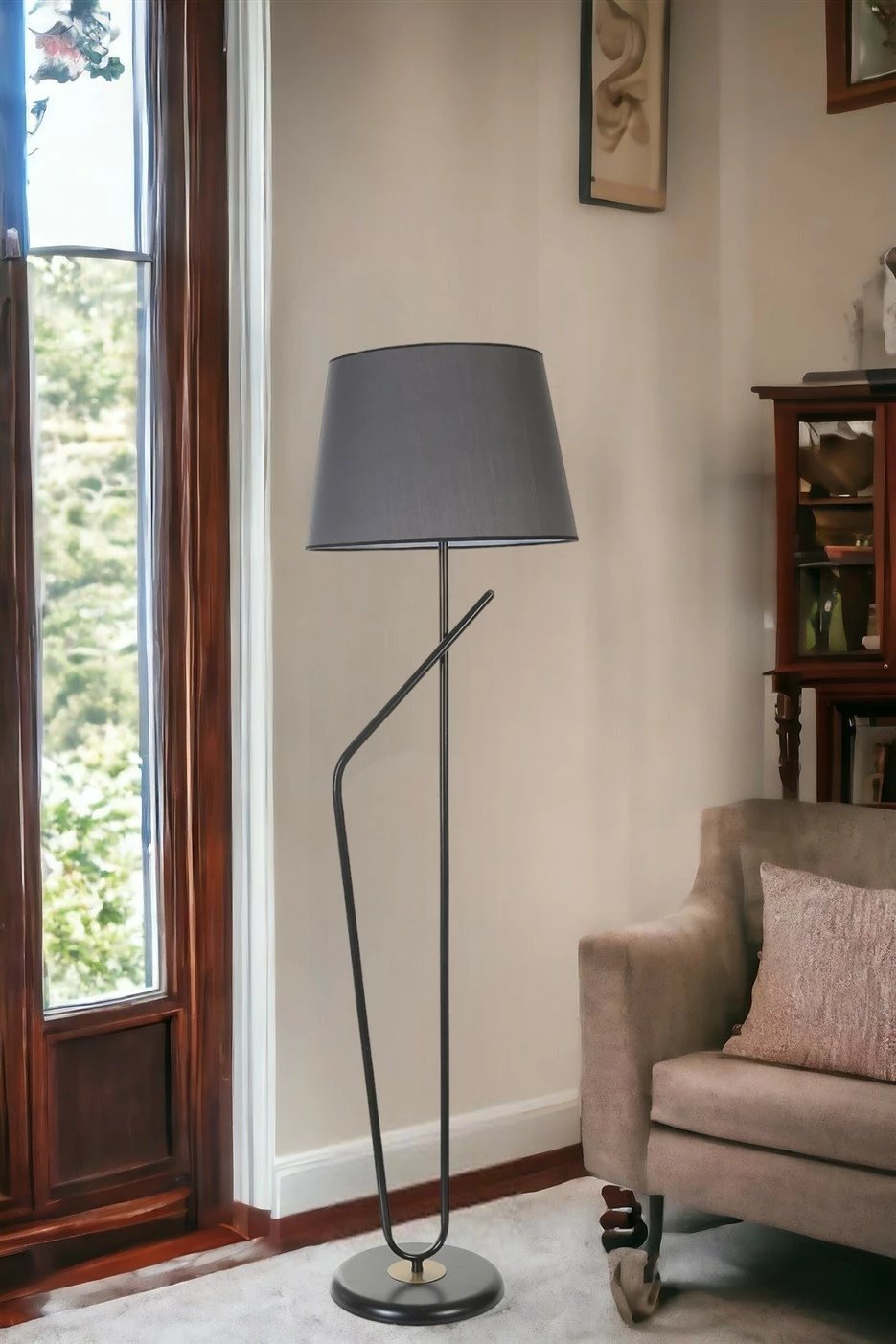 Llambë dyshemeje Opviq, 8824-1, gri e errët, kapak prej tekstili, 160cm Llambë dyshemeje Opviq, 8824-1, gri e errët, kapak prej tekstili, 160cm