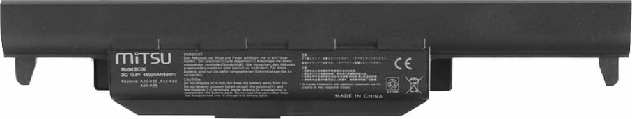 Bateri laptopi Mitsu BC/AS-K55 për Asus A55, K45, K55, 4400 mAh, 10.8-11.1V, e zezë