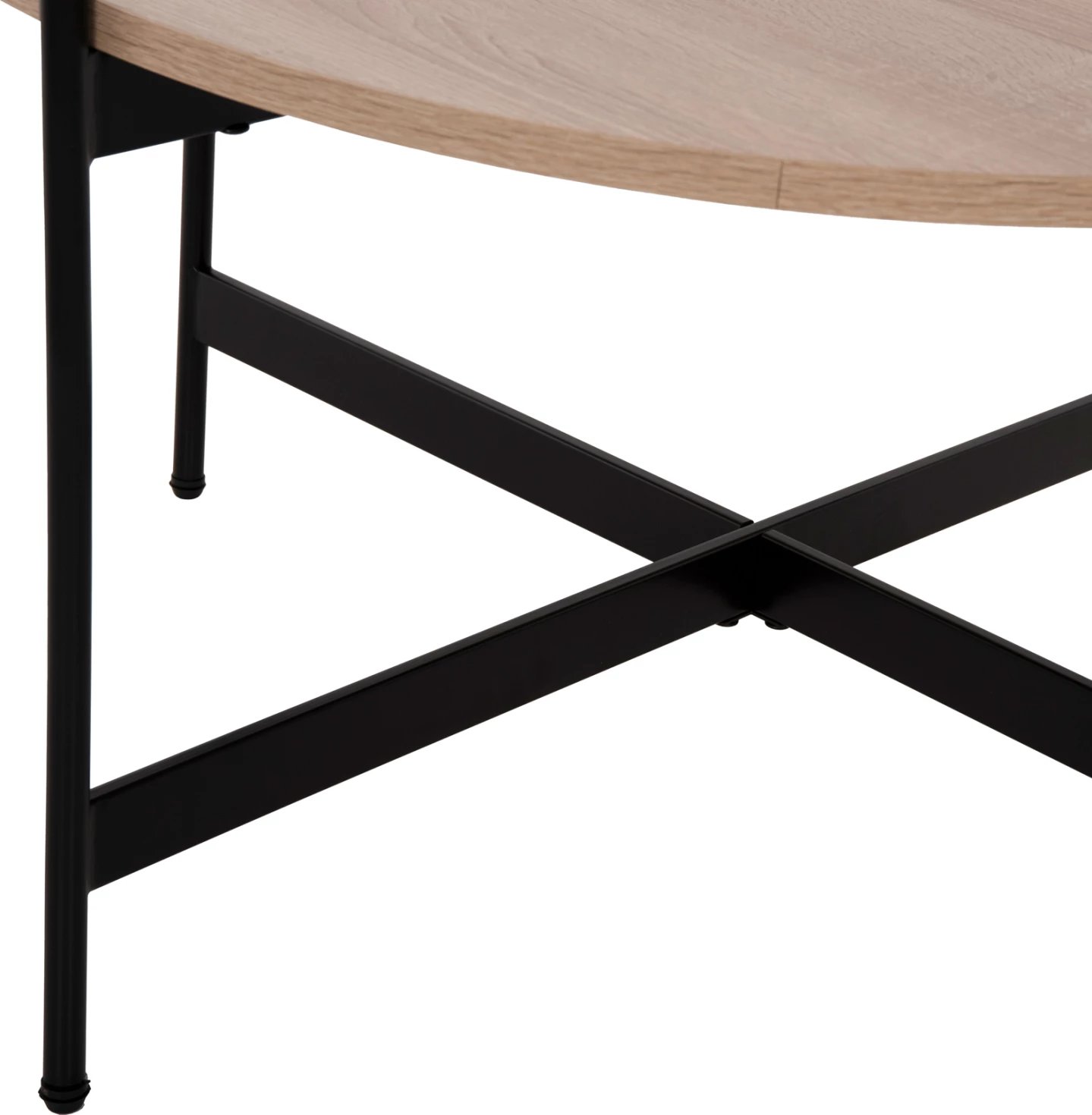 Tavolinë kafeje FH9588.03, sipërfaqe MDF, ngjyrë sonoma, bazë metalike e zezë, Φ80x45H cm