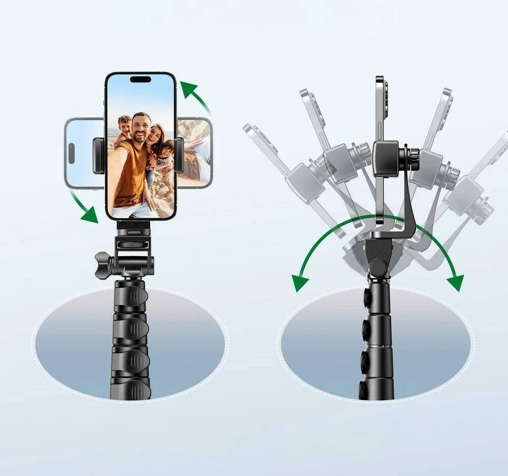 Selfie stick UGREEN LP680 me stativ dhe telekomandë, 1.8m, i zi
