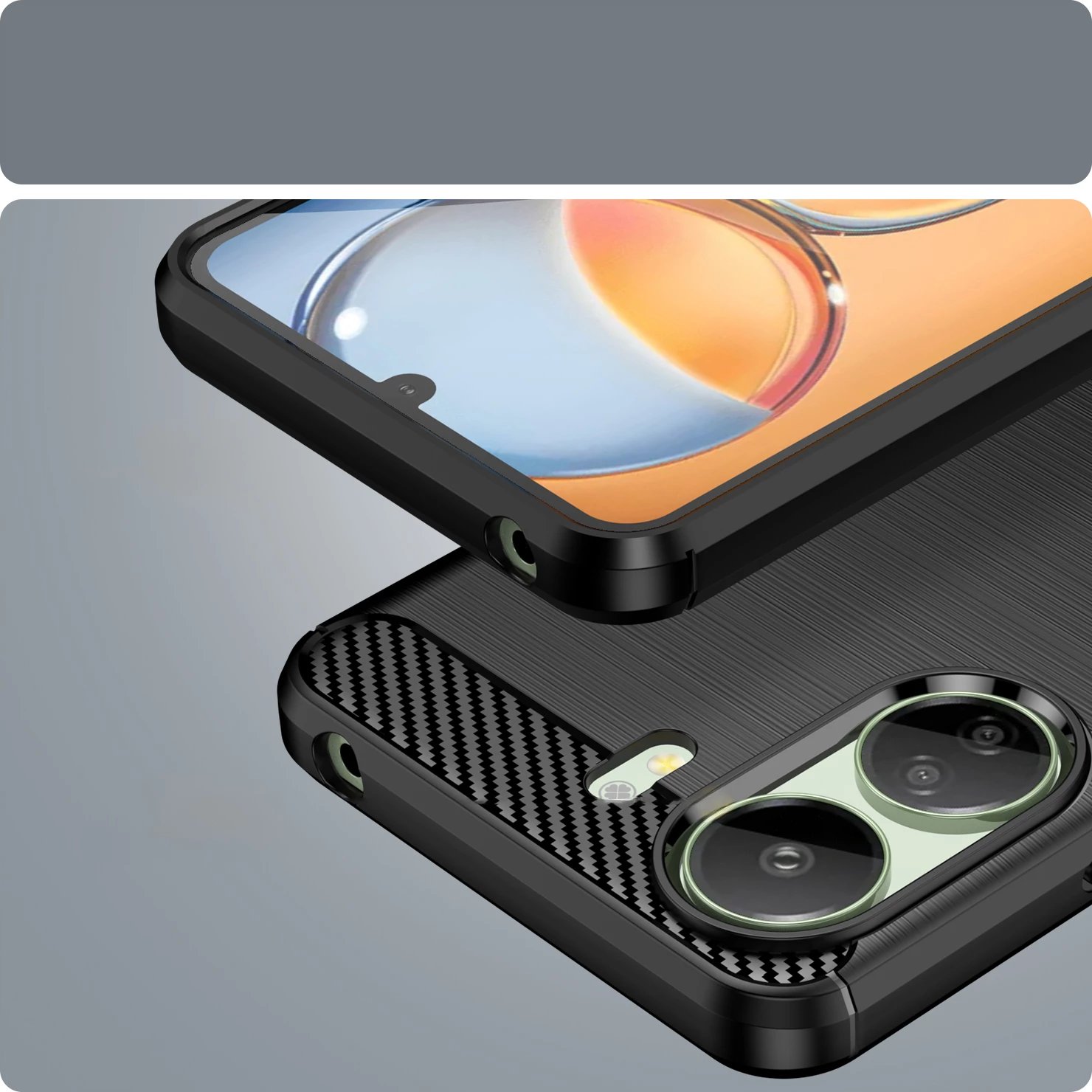 Mbështjellës Hurtel Carbon Case për Xiaomi Redmi 13C, TPU, i zi